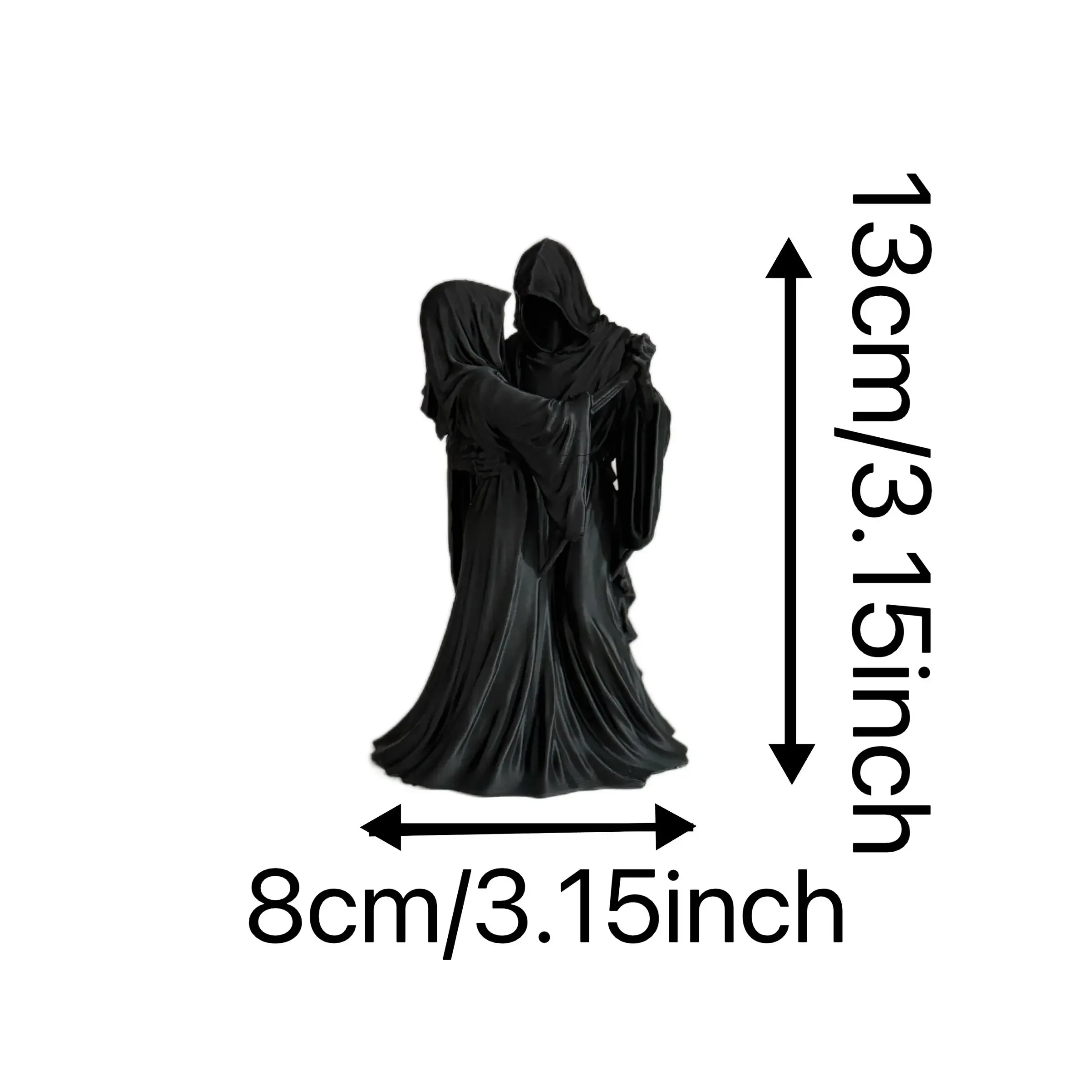 Grim Reaper Couple Statue – Eternal Love Skeleton Lovers Embrace Figurine, Till Death Do Us Part Gothic Romance Sculpture, Dark Fantasy Resin Collectible, Halloween Spooky Home Decor, Decorative Home Ornament, Bookshelf Display Gift