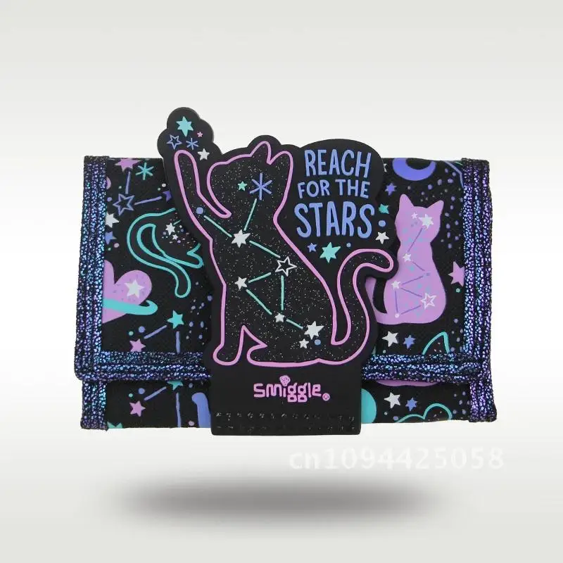 Australia Smiggle Original Children's Wallet Cute Girs Black 5 Kawaii Holder Star Three Inches Fold Bags Card