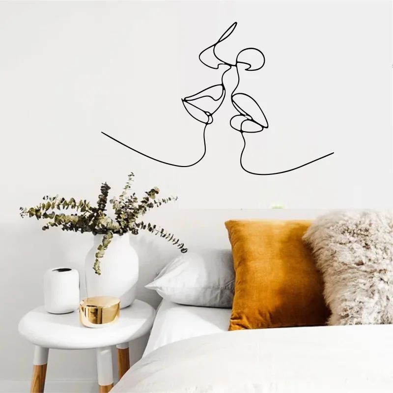 

Abstract Couple Kiss Wall Stickers Home Decor Bedroom Wall Art Love Vinyl Wall Decals Housewarming Gift #344