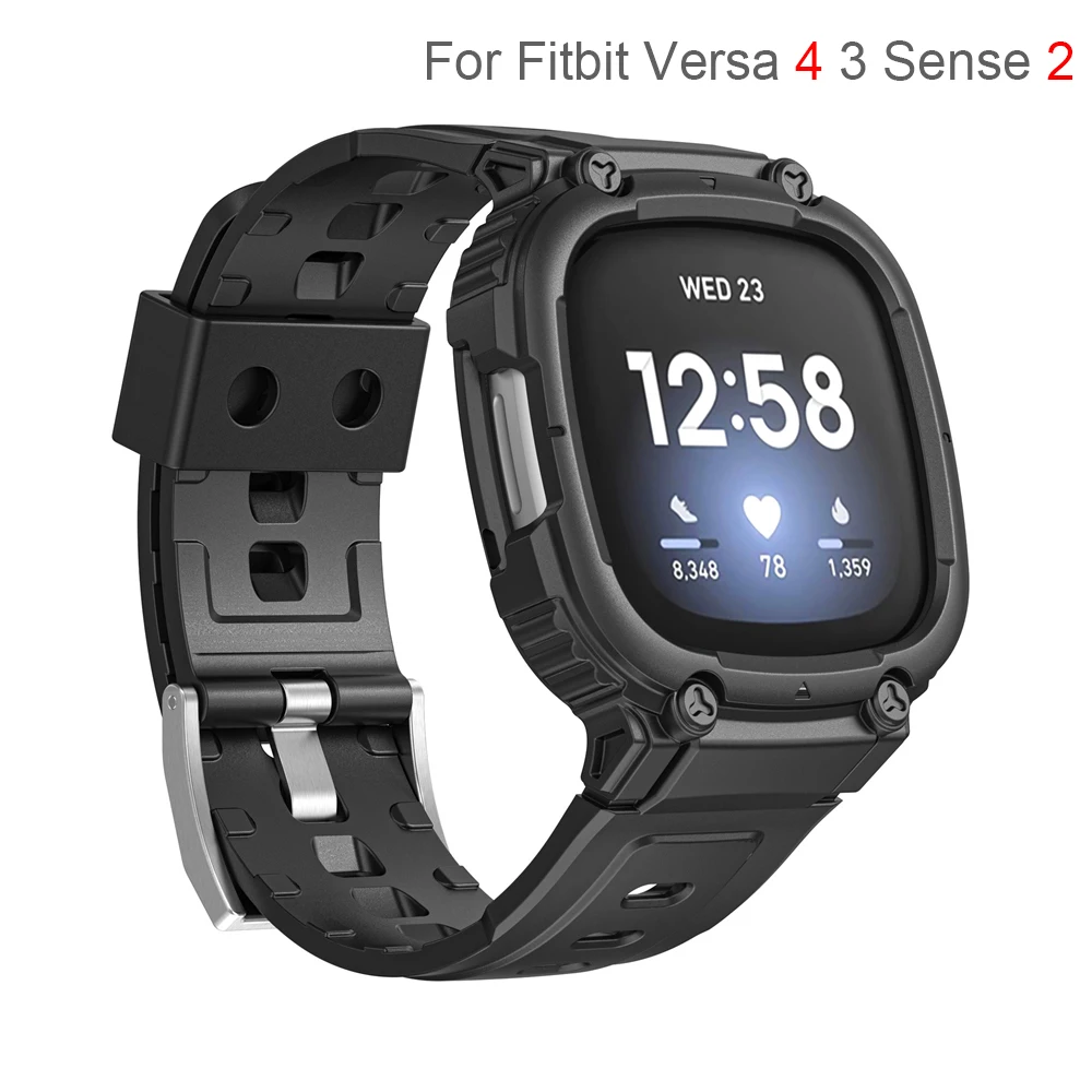 Fitbit Versa 4 3 용 TPU 밴드 케이스, 여성 남성 스포츠 시계 팔찌 스트랩 루프 Fitbit Sense 2 교체용
