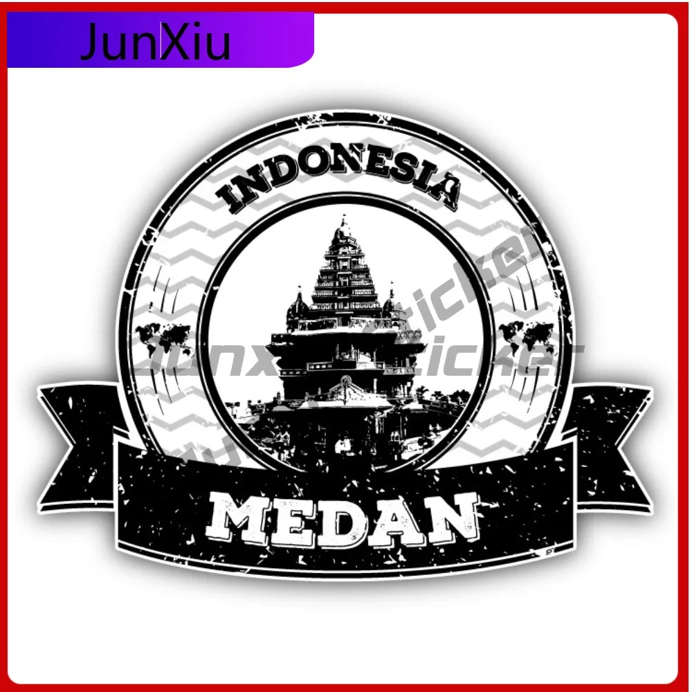 

Medan Indonesia Creative Sticker Stamp Travel Car Decal Bumper Stickers For Motorcycle Helmet Cute Style Window Use Waterproo