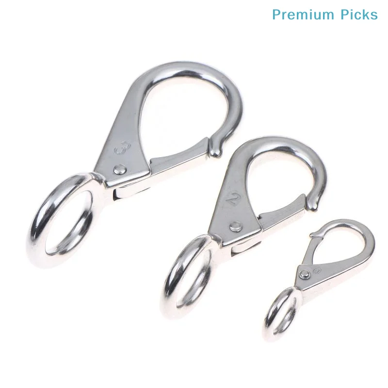portableStainless Steel 304 Snap Hook Spring Loaded Carabiner Fixed Eye Clip Secure for Kayak Camping Equipment