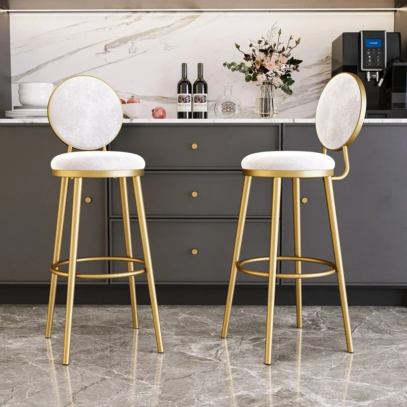 Library Reinforce Bar Chair European Velvet Reinforce Round Kitchen Island Bar Stool Lounge Sillas Para Comedor Home Furniture