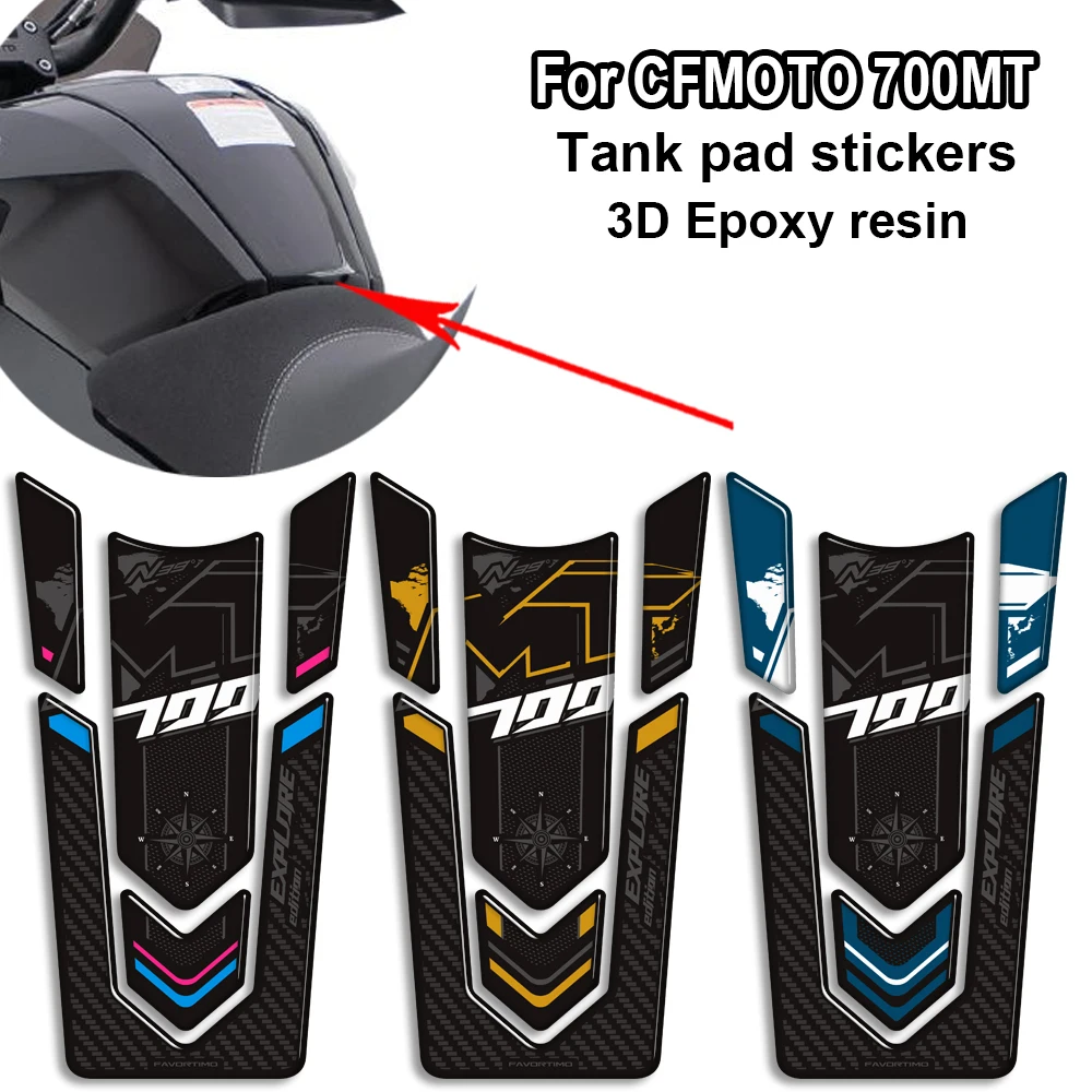 

3D resin Motorcycle Tank pad Side Grips Gas Fuel Oil Knee Stickers Decals For CFMOTO 700MT 700 MT Touring Bike Adventure ADV