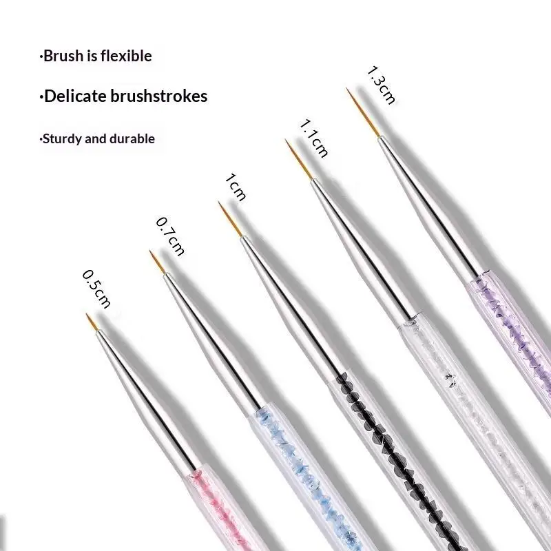 5Pcs Nail Art Supply Set Stripe Liner Brush Dotting Pen Rhinestone Picker for Manicure Enthusiasts Home Use