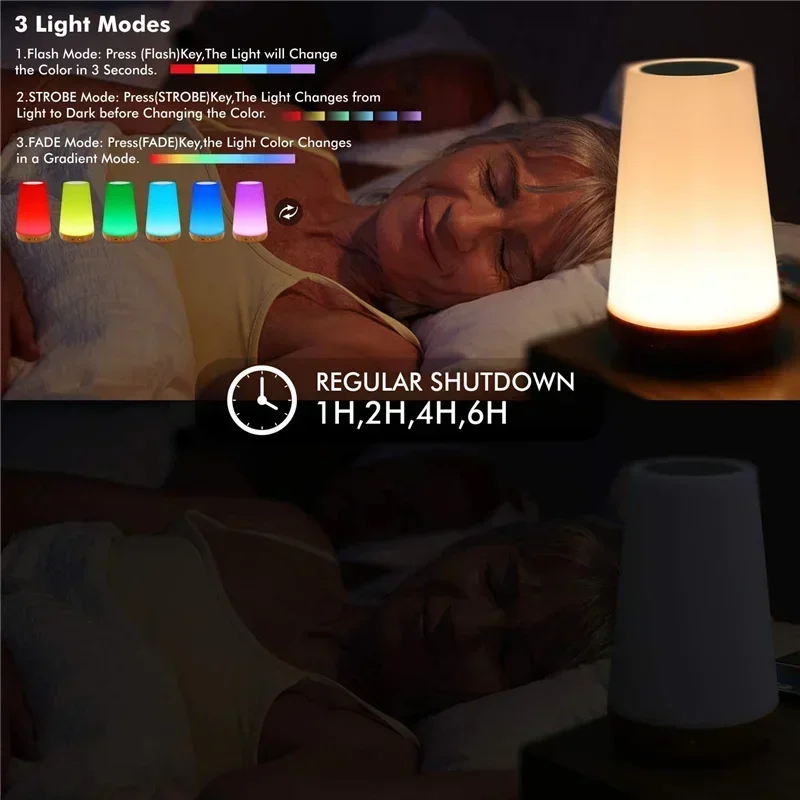 Color Changing Night Light RGB Remote Control Touch Dimmable Lamp Portable Table Lamp Bedside Lamp USB Rechargeable Night Light