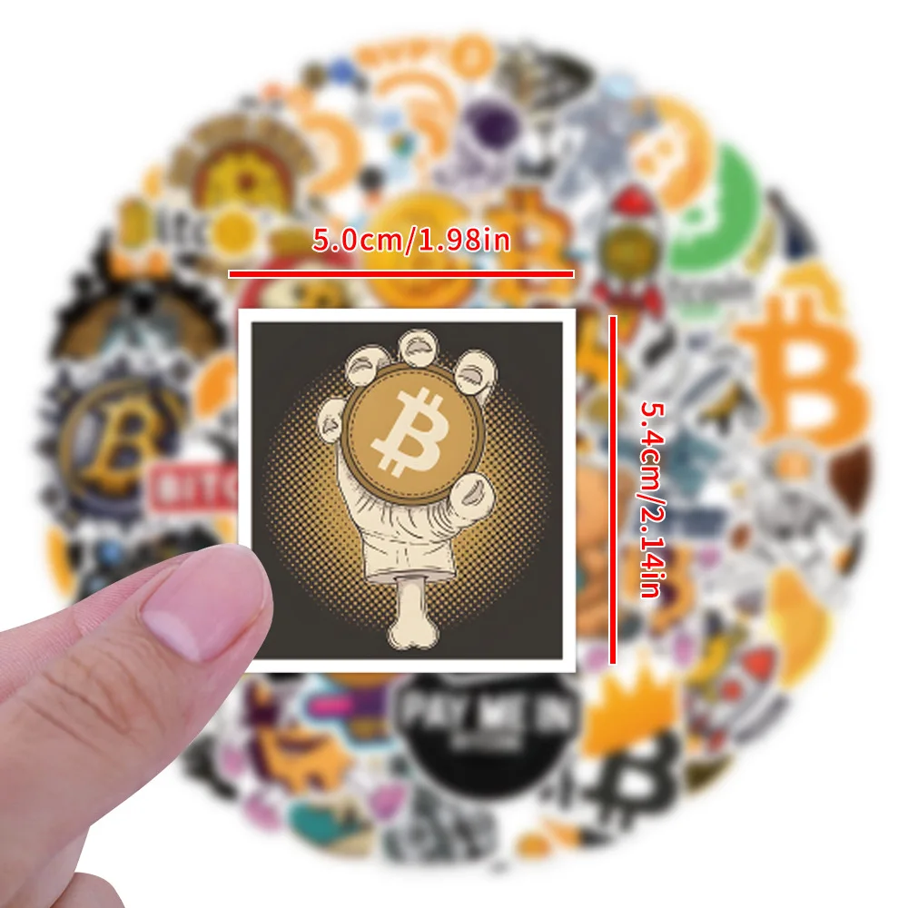 

60PCS Bitcoin Graffiti Stickers Virtual Currency Decoration Exchange Cartoon Decals DIY Luggage Laptop Guitar Car Bike Kids Toys