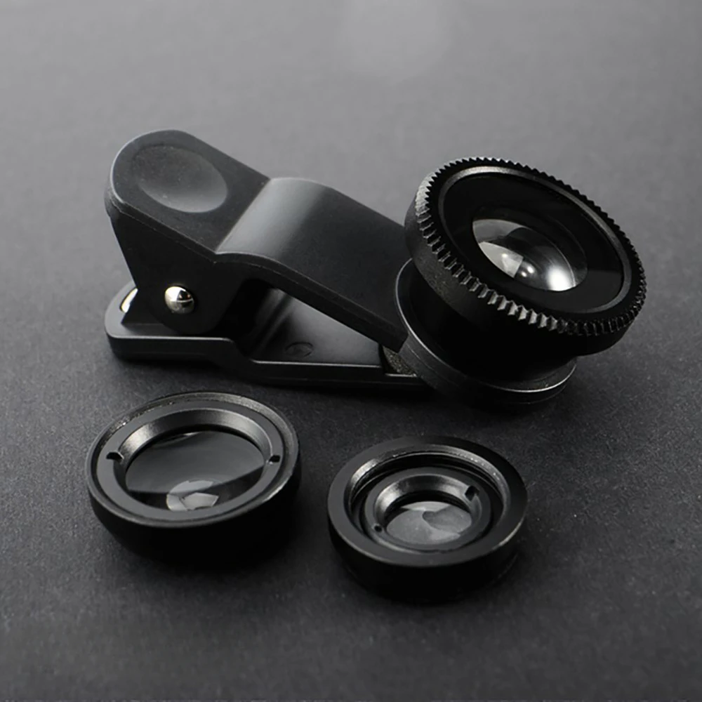 3 in 1 Fisheye Lens 0.67X Wide Angle Zoom Micro Camera Lens Phone With Clip Universally Smartphone Lens For iPhone Xiaomi Huawei