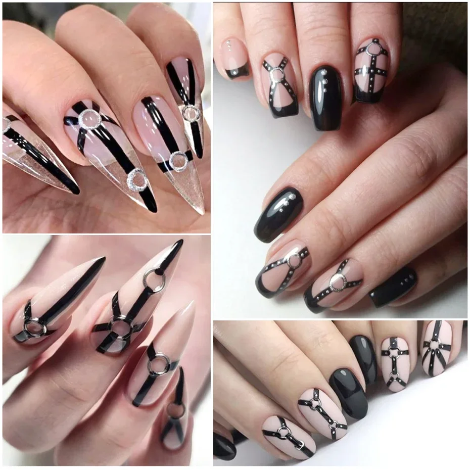 5D القوطية الشرير مسمار الفن ملصق تنقش المشارب بريق مسمار الشارات الأسود ضمادة ذاتية اللصق المتزلجون زينة الهالوين