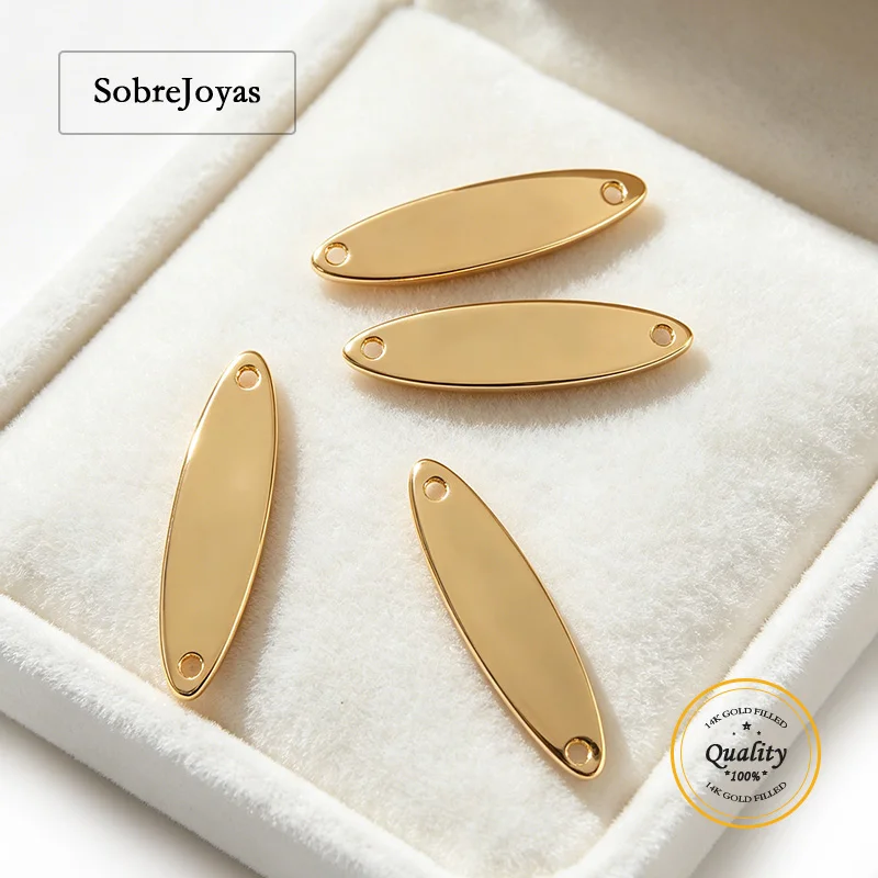 

14K Gold Filled Oval Connector Charms Blank Tags Jewelry Making Supplies Charming Accessories for Bracelets And Necklaces