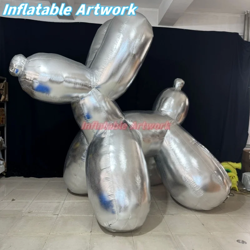 

Personalized Large Shiny Silver Inflatable Pet Dog for Events Party Decor Toys