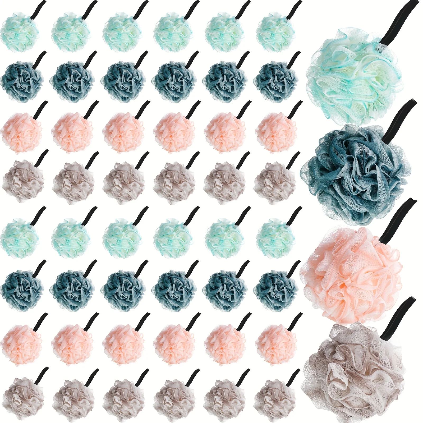 

48 Pack Bath Sponge Shower Loofahs Bulk Pack 50g Soft Net Body Scrubber Shower Pouf Sponge Ball Body Mesh Pouf Exfoliating Bath Scrunchies for Men And Women