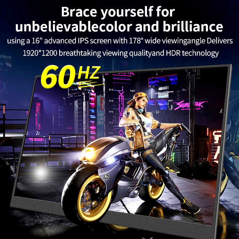 16" FHD Tragbarer Touch-Monitor Externes Display IPS 1200P Bildschirm USB C Mini-HDMI für Laptop Mac PC Xbox PS Switch mit VESA-Loch