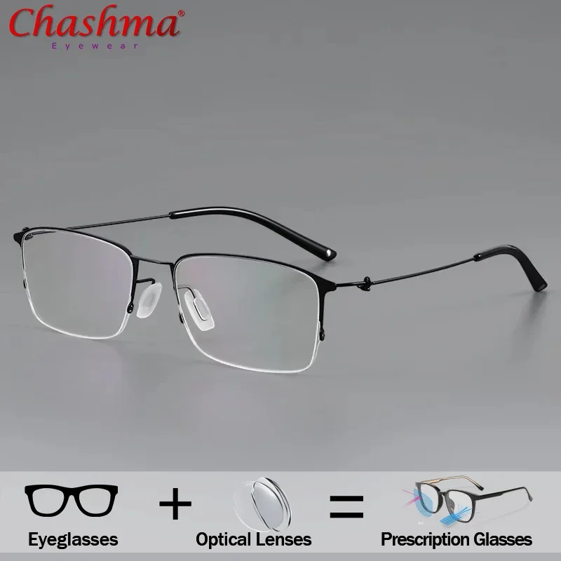 

Semi-Rimless Titanium Prescription Glasses Men Optical 1.74 Progressive Eyeglasses Myopia Multifocal Custom Bifocal Spectacles