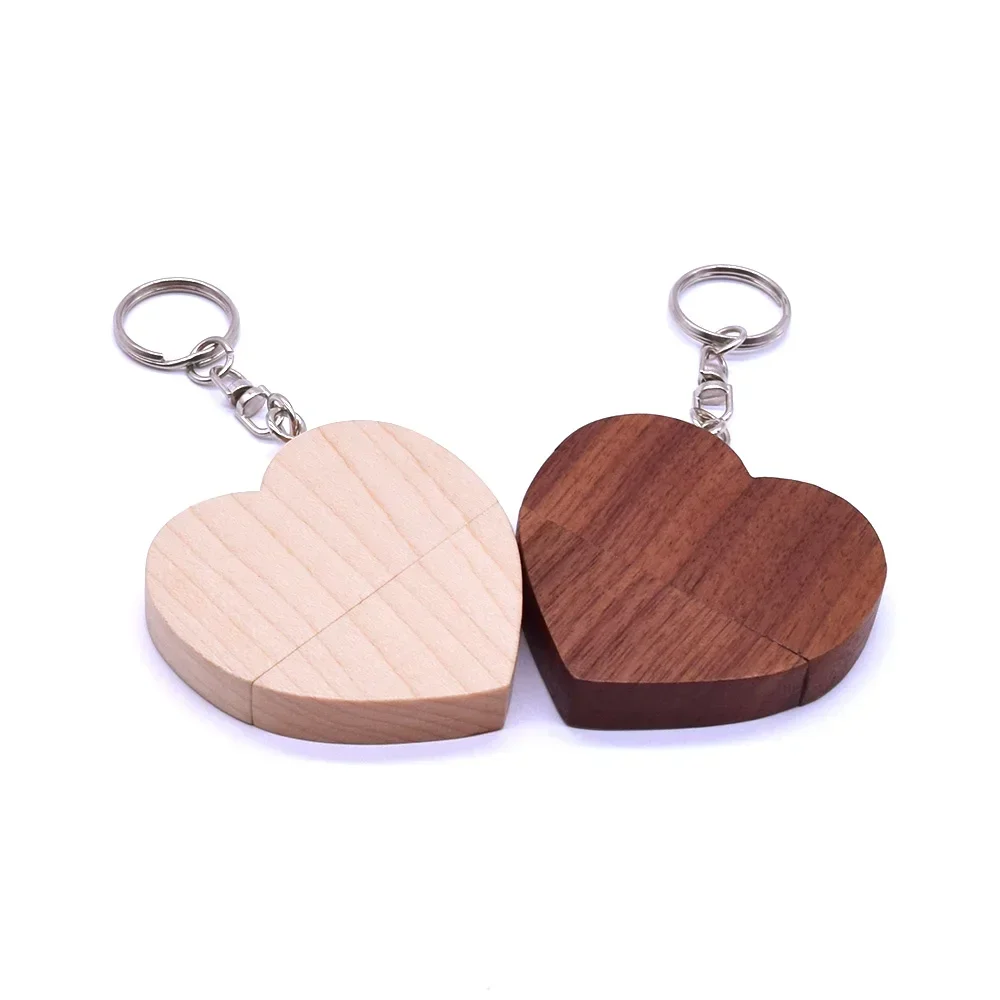 5 teile/los USB-Flash-Laufwerk 2,0 Holz Herz Memory Stick Pen drive 4GB 16GB 32GB echte Kapazität Hochzeits geschenke Geschenke Schlüssel anhänger