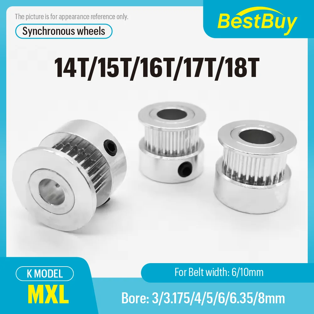 

14T/15T/16T/17T/18T Synchronous Wheels Bore 3/3.175/4/5/6/6.35-8mm Alloy Wheels BF Shape Match With Width 6/10mm MXL Timing Belt