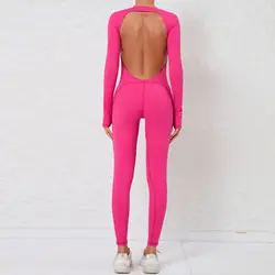 One-Piece Athletic Wear Women Long Sleeved Set Quick Drying Yoga Suit Training Suit Sexy Backless Sportswear Bodysuits Women ?
