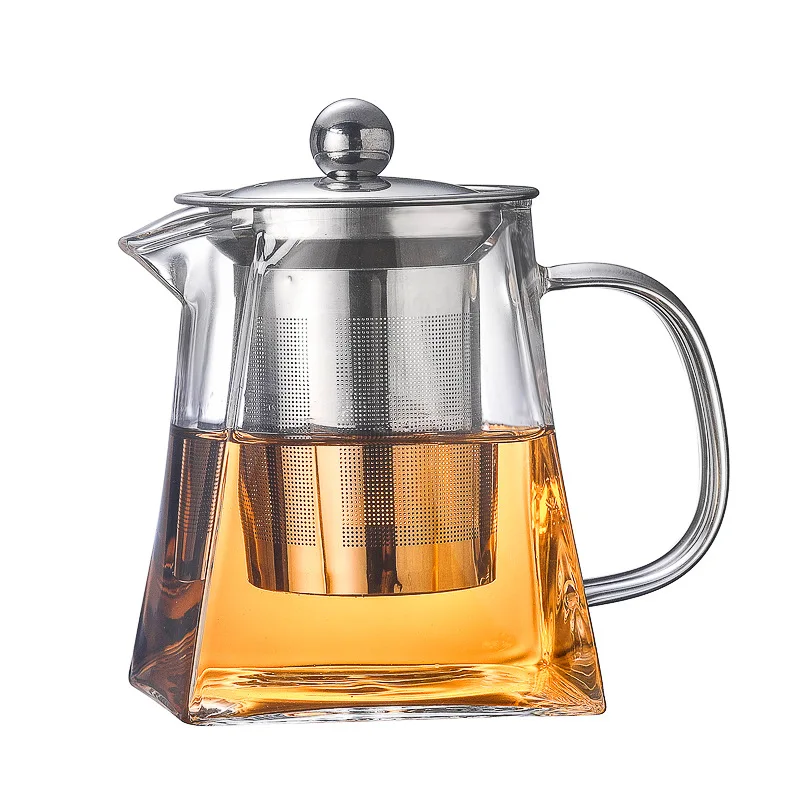 Heat Resistant Glass Teapot With Stainless Steel Puer Tea Makers Infuser Teapot and Cup Set Kettle Pu Erh Gaiwan Pot Pots Maker