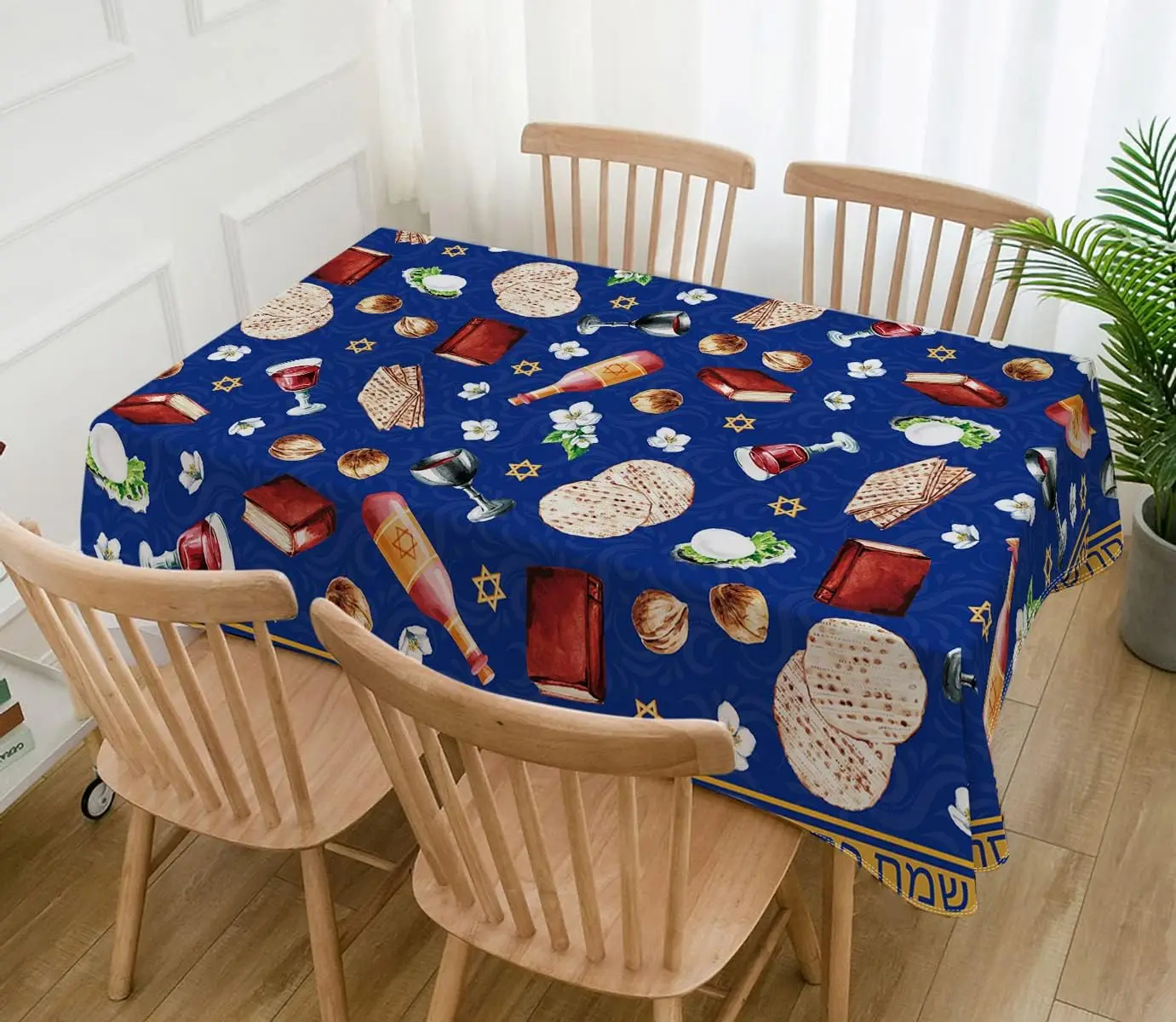 Happy Passover Waterproof Tablecloth Jewish Holiday Party Decor Reusable Rectangle Pesach Seder Kitchen Tablecloth Home Decor