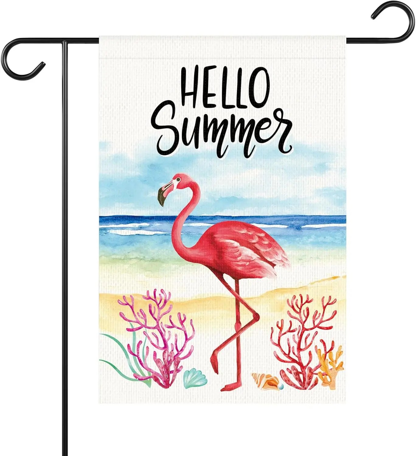 Spring Summer Flamingo Welcome Garden Flag Double Sided Beach Floral Small Burlap Yard Seasonal Farmhouse Outside Outdoor Decora