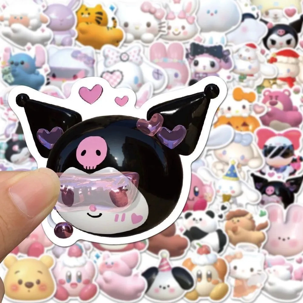 10/30/50/100pcs Sanrio Kuromi Hello Kitty Stickers Kawaii Girls Aesthetic Decals Waterproof Cute Decoration Sticker for Kids Toy