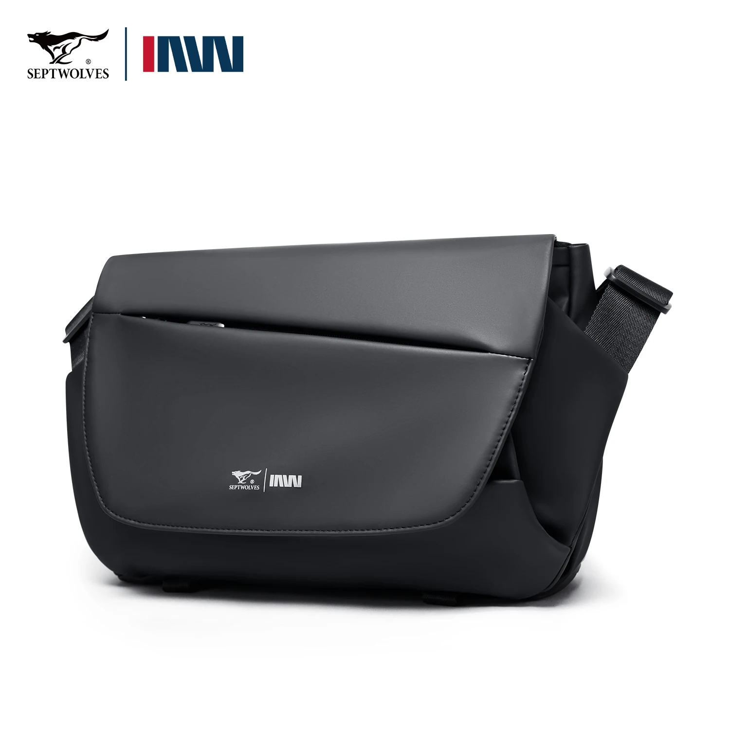 Septwolves Minimalist Korea style Men Messenger Bag Leisure Leather Flip Cover Travel Crossbody Shoulder Bag with iPad Pocket