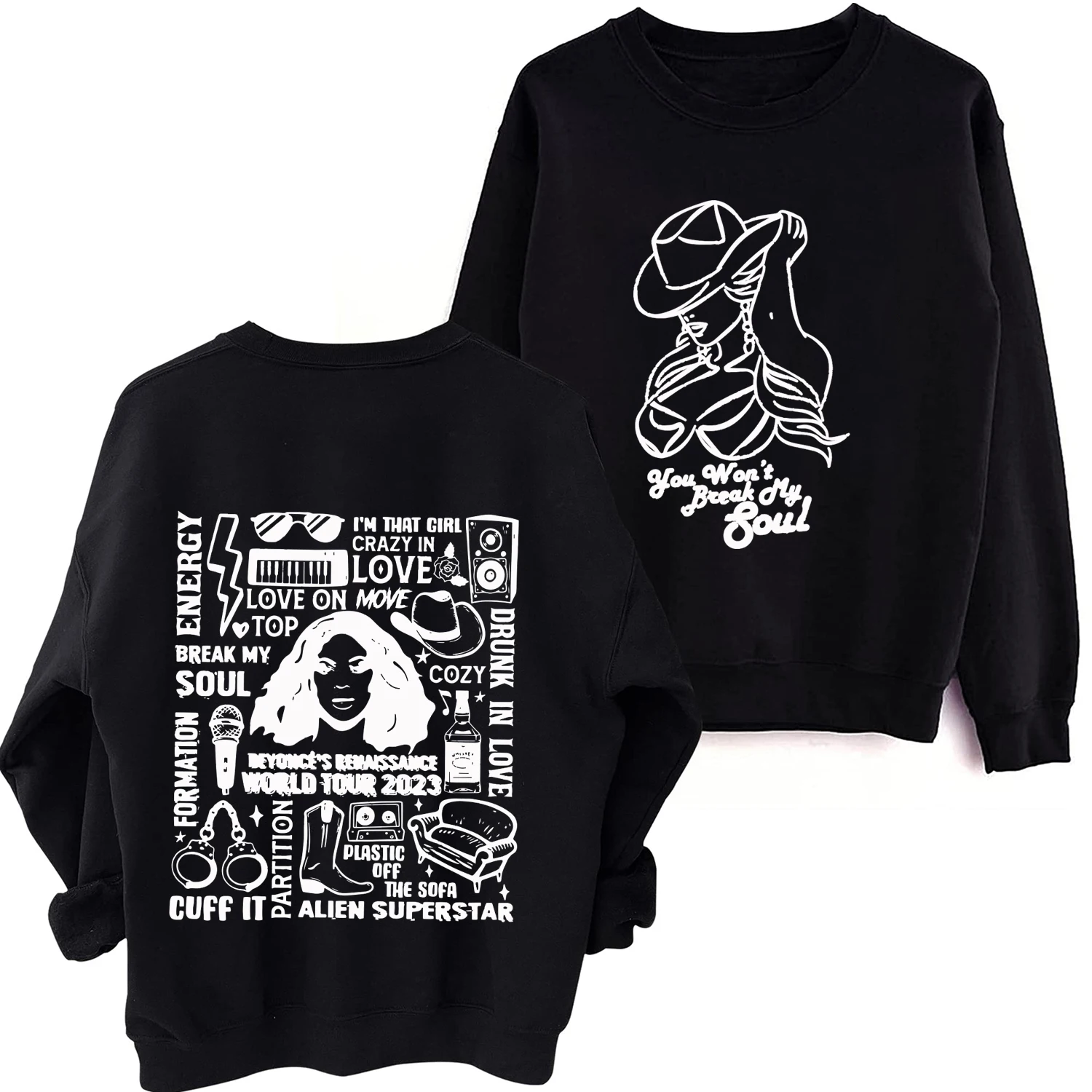 

2024 Break My Soul Sweatshirt Harajuku Round Neck Long Sleeve Spring and Autumn Men Clothing Hoodies Women Printing