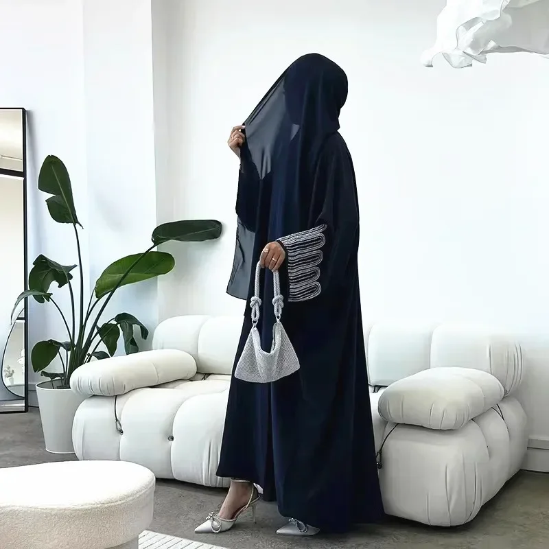 

Beaded Open Abaya Dubai Luxury Kimono Muslim Abayas for Women Turkish Dresses Kaftan Hijab Robe Ramadan Eid Islamic Clothing