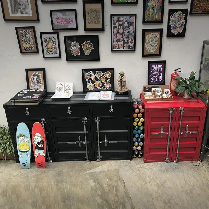 Industrial style container sideboard display storage ,restaurant bar storage , iron art tea and liquor