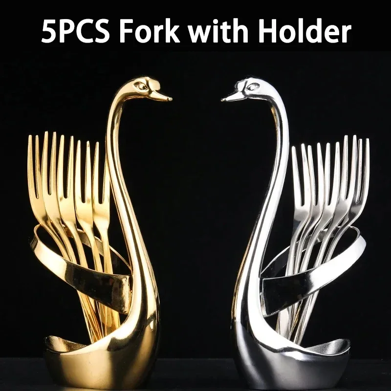 Swan Shaped Cutlery Rack, Spoon Fork, Chopstick, Stainless Steel Base, Elegant Home Cutlery Rack Decoration and Kitchen Tools