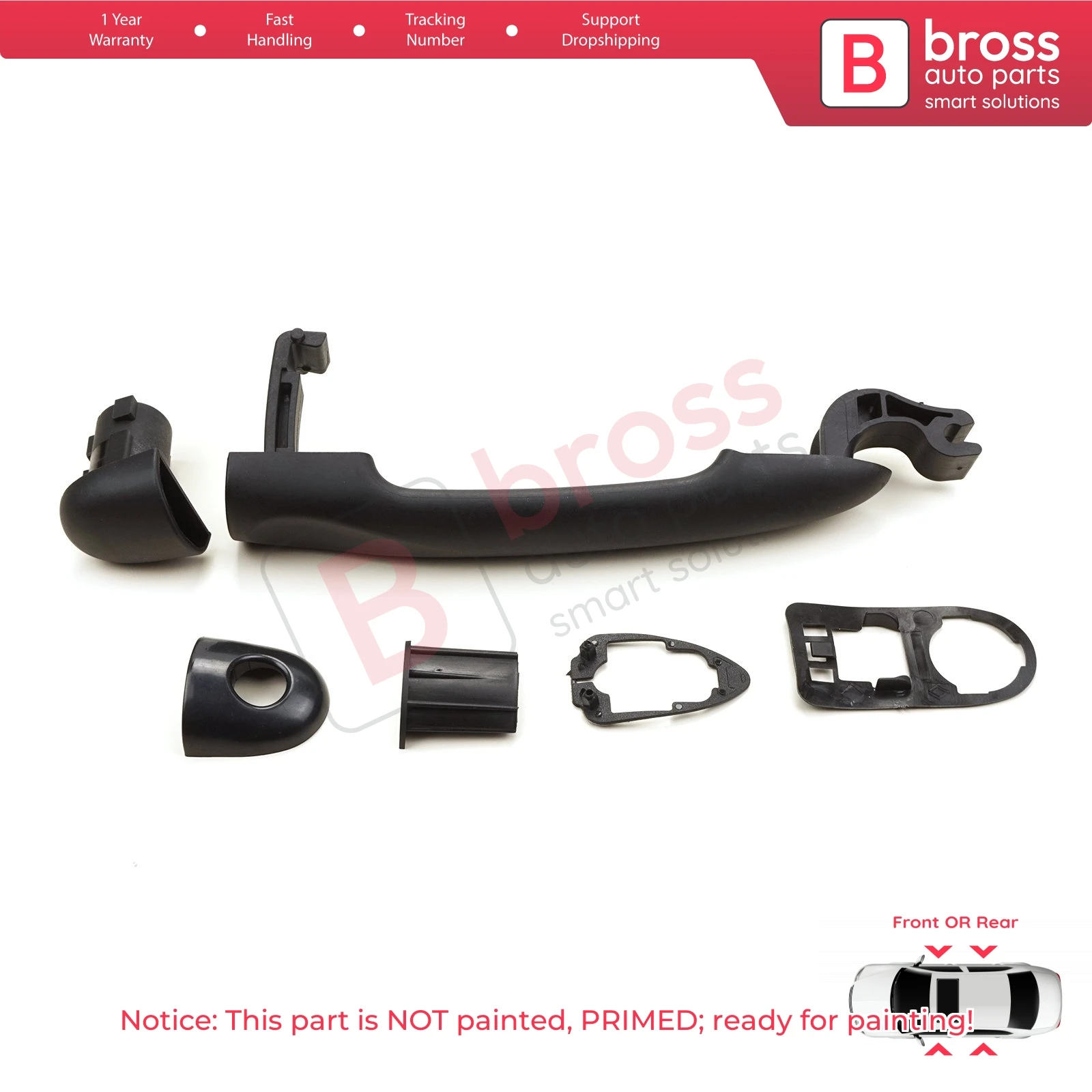 BDP1165 Car Exterior Outer Door Opener Handle Black Primed 806B02596R For Renault Fluence Megane 3 Clio 4 Scenic 3 Captur 1