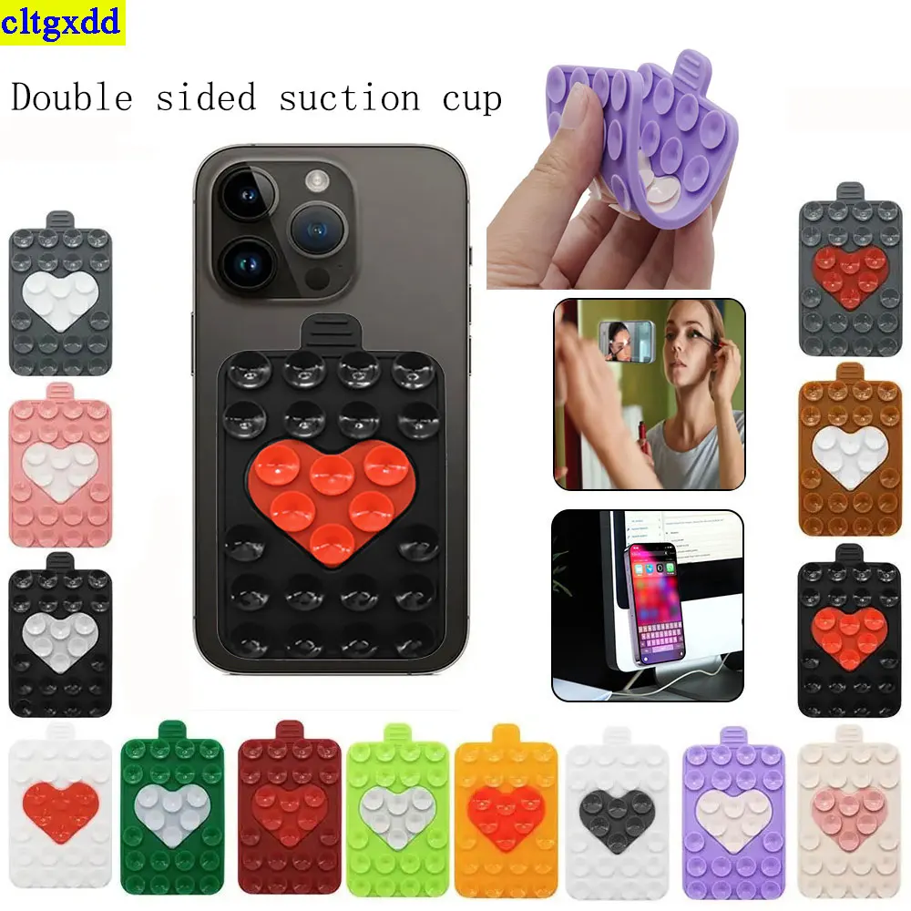 

cltgxdd 1piece 24 particle double-sided silicone suction cup phone holder with anti slip accessories attached to the back