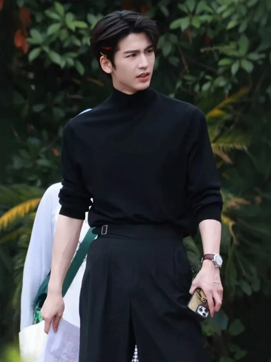 Zhang Ling He Men's Long Sve Base irt f High Collar Elastic Slim Fit German Velvet Autumn Winter Faionable Inner Wear