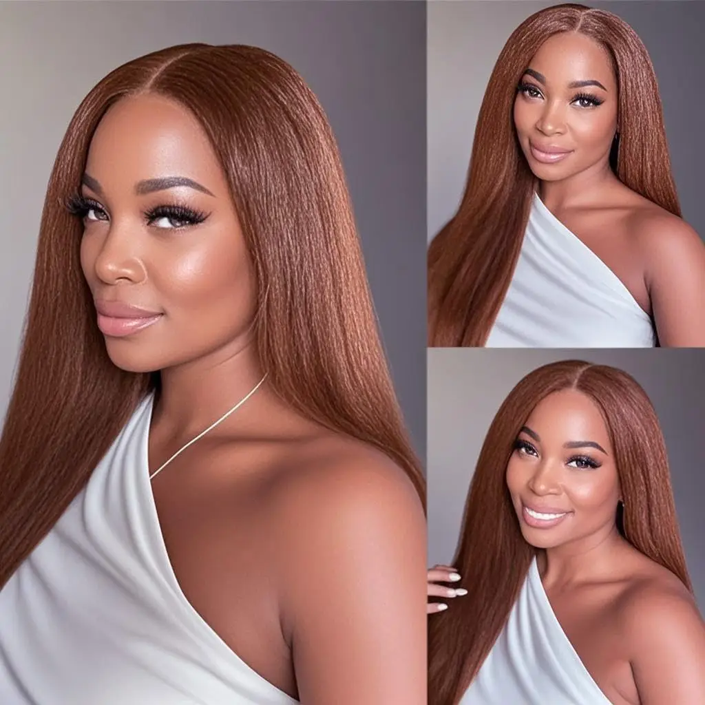 

13x6 Кудрявый прямой парик из натуральных волос для женщин, плотность 200%, шоколадно-коричневый, яки, парик спереди, предварительно выщипанный с волосами ребенка