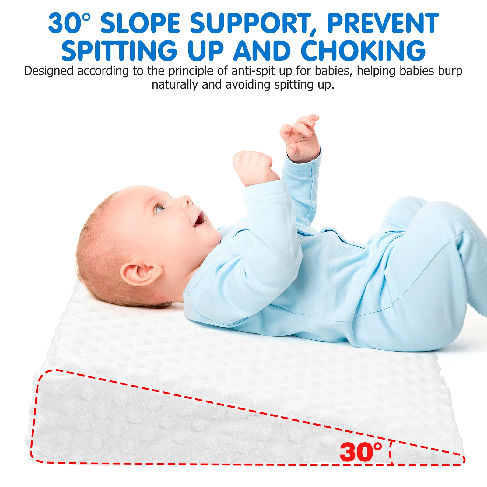 

s Anti spitting Milk Pillow Newborn Gray Soft Surface Raised Dots Comfortable Angle Nursing Experience Wedge Shape