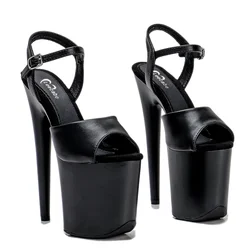 Leecabe 20CM/8Inch Matte PU  Women's Platform Sandals  party High Heels Shoes Pole Dancing Shoes