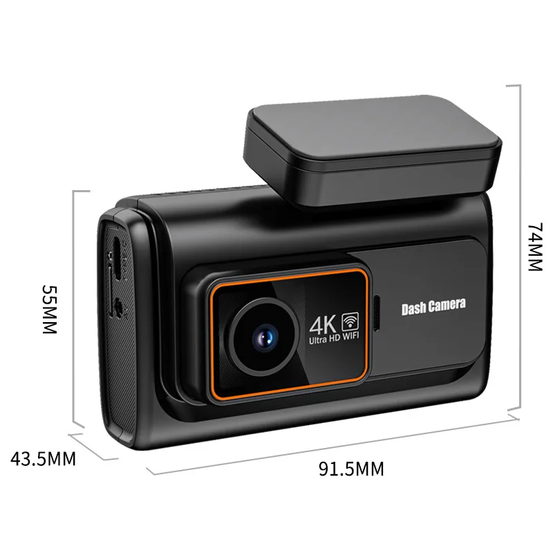 S3 4K UHD 3 Channel Dash Cam with Inner & Rear Cam 140 Angle WiFi GPS 24H Parking 3.2 Inch IPS Screen