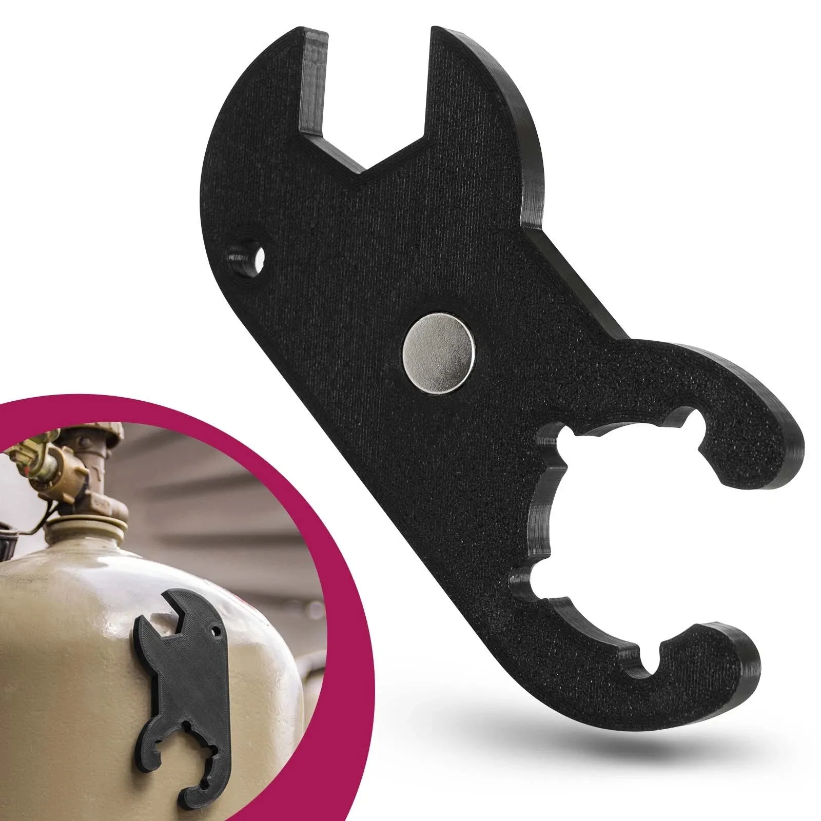 

1Pcs Gas Bottle Wrench 2in1 Magnet Gas Wrench RV Outdoor Camping Grill Accessories For Caravan Motorhome Black