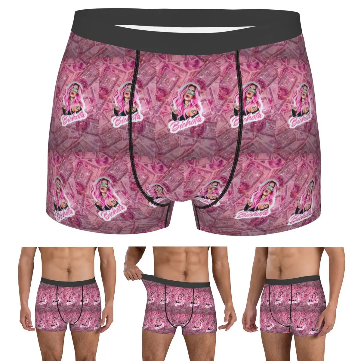 Boxer Underpants Shorts Karol G Happy Valentines Day Panties Men's Ventilate Underwear for Homme Man Boyfriend Gifts
