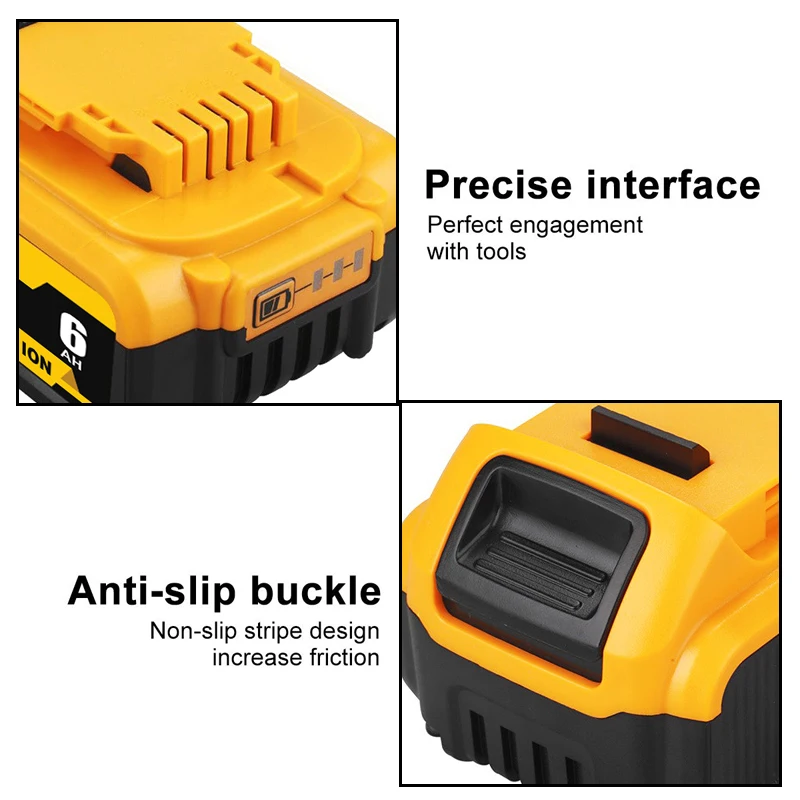 Batería de ion de litio de 6,0ah, repuesto para Dewalt de 18V, DCB180, DCB201, DCB204, DCB205, DCB206, DCB185, 20V