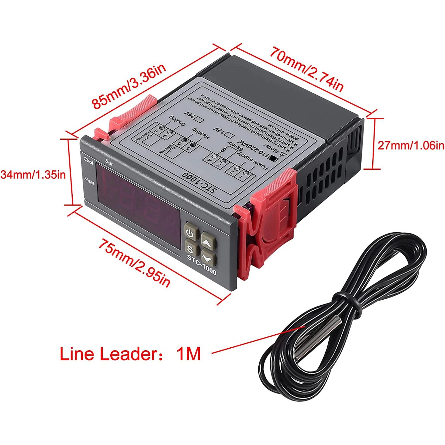 STC-1000 3000 3008 3018 Dual LED Digital Thermostat Temperature Controller DC 12V 24V AC 110V 220V Heating Cooling Regulator