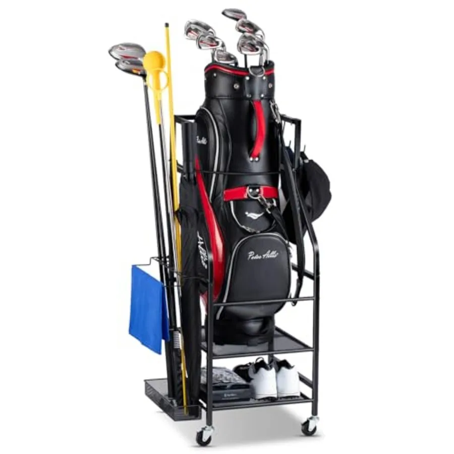 Golf Bags Storage Garage Organizer - Golf Bag Stand Fit Single Golf Bags, Golf Clubs, and Golf Equipment Accessories, Golf Bag