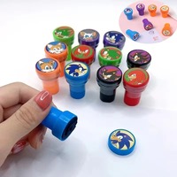 12pcs/set Sonic The Hedgehog Cartoon Seal Anime Figure Cute Pattern Children Painting Seal Interactive Toys Birthday Gifts