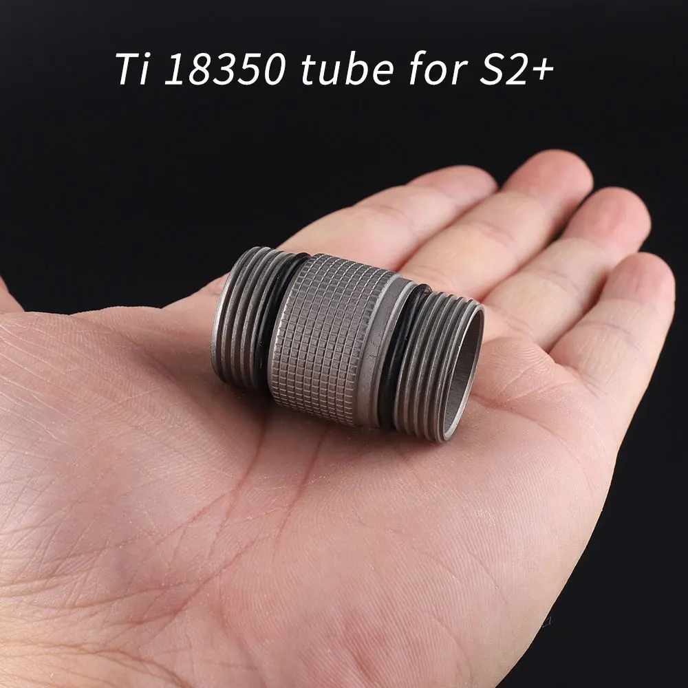 titanium 18350 short tube for S2+ flashlight, rectangular thread