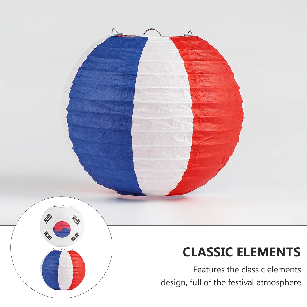 2 Pcs Korean Flag Lantern Party Hanging Outdoor Lanterns Decorate Ornaments Premium Props Paper Festival