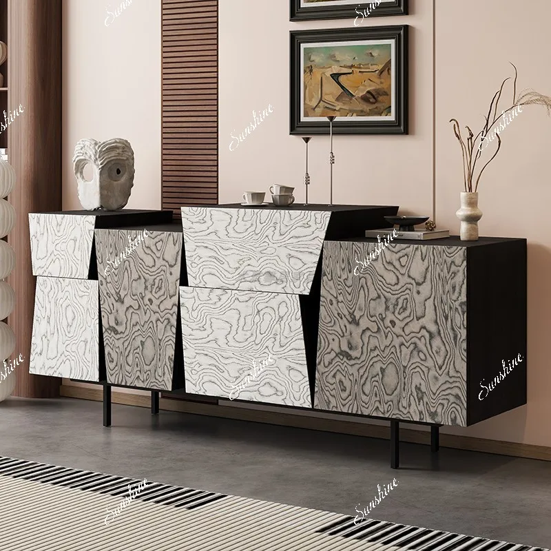 Italian light luxury creative chest modern art texture side cabinet
