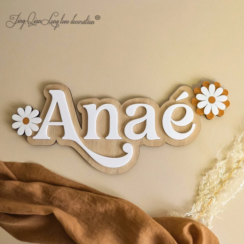 

Персонализированное деревянное имя на заказ, вывеска с именем цветочной мощности для детской, деревянная табличка с именем для маленьких девочек, настенный декор, комната для мальчиков