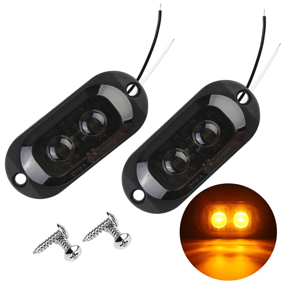 

2pcs Red 2LEDs Side Marker Light Signal Light Universal For Trucks Vans Trailers RVs DC 12 V–24 V Lighting Systems