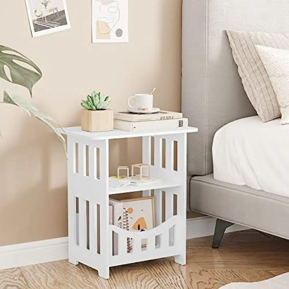 

2-Layers Bed Table Modern Bedroom Bedside Table Lightweight Small Night Stand Protable Living Room Side table With Storage Shelf