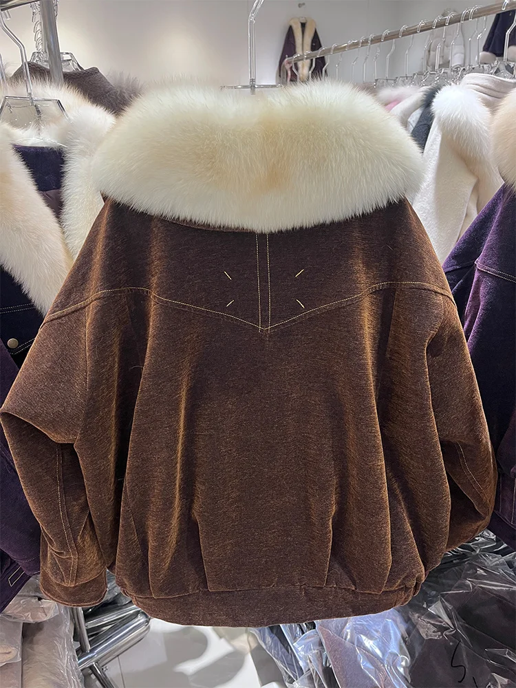 Nouvelle mode hiver chaud femmes réel naturel col de fourrure de renard doudoune d'oie bouffante Parka vestes épais vêtements d'extérieur